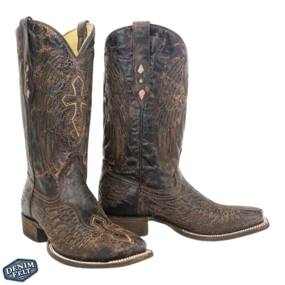 Corral MENS Brown Cross & Wings Vintage Western/Cowboy Boots